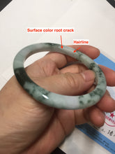 Load image into Gallery viewer, 57.5mm certificated Type A 100% Natural light green with green floating flowers Jadeite Jade bangle AS82-3025