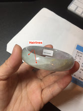 Load image into Gallery viewer, 51.5mm certified 100% natural type A light purple sunny green yellow oval jadeite jade bangle BL77-8666