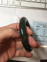 Load image into Gallery viewer, 57mm certified 100% Natural dark green/black Ocean Waves chubby round cut nephrite bangle HN186-0884
