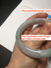 Load image into Gallery viewer, 56mm certified 100% natural icy watery sunny green purple jadeite jade bangle BN57-06970