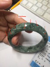 Load image into Gallery viewer, 56mm certified Type A 100% Natural dark green gray Jadeite Jade bangle BS112-6647