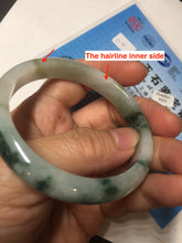 Load image into Gallery viewer, 53.6mm certified natural 100% natural Type A light green/white with green floating flowers jadeite jade bangle BP1-5003