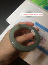 Load image into Gallery viewer, 53.4mm certified type A 100% Natural dark green/gray square style Jadeite Jade bangle BH34-5250