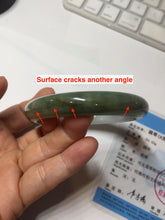 Load image into Gallery viewer, 57.4mm certified Type A 100% Natural dark green gray black white with floating seaweed Jadeite Jade bangle BS25-7689