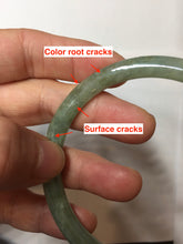 Load image into Gallery viewer, 57.4mm Certified 100% natural Type A oily dark green/ gray/brown (老油青) slim round cut jadeite jade bangle PB320-0596