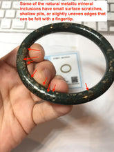 Load image into Gallery viewer, 60.5mm 100% Natural Dark Green/Black Meteorite Star Night Sky Galaxy Nephrite Bangle HT171-0553