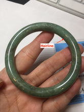 Load image into Gallery viewer, 55.5mm Certified Type A 100% Natural dark green/gray round cut Jadeite Jade bangle D155-5370