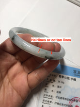 Load image into Gallery viewer, 57.5mm Certified Type A 100% Natural icy watery light green with green floating flowers round cut Jadeite Jade bangle AM95-2726
