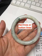 Load image into Gallery viewer, 54.2mm Certified type A 100% Natural light green white purple brown(FU LU SHOU) with green floating flowers round cut Jadeite bangle Q132-2859