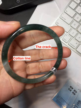 Load image into Gallery viewer, 56.3mm Certified Type A 100% Natural icy watery dark green/blue/gray/black slim Guatemala Jadeite bangle PJ155-0662