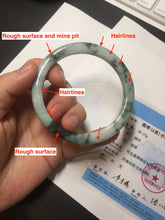 Load image into Gallery viewer, 57.5mm certificated Type A 100% Natural light green with green floating flowers Jadeite Jade bangle AS82-3025