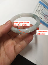 Load image into Gallery viewer, 52.5mm certified natural 100% natural Type A light green/white slim jadeite jade bangle BS91-6677