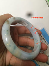 Load image into Gallery viewer, 57.7mm certified Type A 100% Natural light purple/white with green floating flowers Jadeite Jade bangle AY62-0442