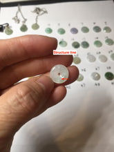 Load image into Gallery viewer, 12.5-13mm Type A 100% Natural icy watery green purple white yellow Jadeite Safety Guardian Button donuts pendant PF2