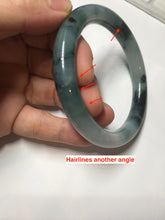 Load image into Gallery viewer, 57.7mm Certified Type A 100% Natural Dark Green Blue Gray Black Moonlit Ink (水墨月色) Round Cut Jadeite Jade Bangle BS148-0737
