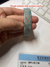 Load image into Gallery viewer, 52.8mm Certified type A 100% Natural green with green floating flowers Jadeite Jade square bangle PC36-0408