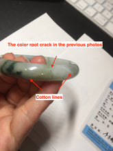 Load image into Gallery viewer, 53.6mm certified natural 100% natural Type A light green/white with green floating flowers jadeite jade bangle BP1-5003