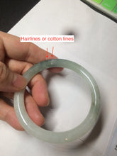 Load image into Gallery viewer, 54.5mm Certified type A 100% Natural icy watery dark green/white round cut Jadeite bangle BG74-0417
