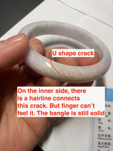 Load image into Gallery viewer, 57.5mm certified Type A 100% Natural light green purple white slim Jadeite Jade bangle BQ72-4938