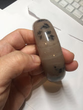 Load image into Gallery viewer, 60mm 100% natural chocolate milk color with flying leaf morning in the country chubby Quartzite (Shetaicui jade) bangle AW5