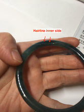 Load image into Gallery viewer, 60.5mm Certified Type A 100% Natural dark green blue gray black slim round cut Guatemala Jadeite bangle PC176-2056