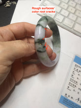 Load image into Gallery viewer, 54.8mm certified 100% natural Type A light purple dark green jadeite jade bangle E141-3921