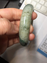 Load image into Gallery viewer, 58mm certified Type A 100% Natural light green gray chubby Jadeite Jade bangle BS117-6632