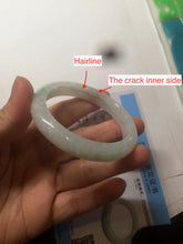 Load image into Gallery viewer, 52.5 mm Certified Type A 100% Natural sunny green/white Jadeite jade bangle m97-5059