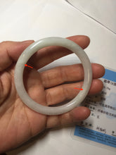 Load image into Gallery viewer, 54.6mm Certified Type A 100% Natural light green white round cut Jadeite Jade bangle AU50-0240