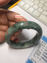 Load image into Gallery viewer, 56mm certified Type A 100% Natural dark green gray Jadeite Jade bangle BS112-6647