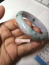Load image into Gallery viewer, 54.4mm certified 100% natural Type A light purple with sunny green flying flowers jadeite jade bangle BL105-8717