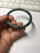 Load image into Gallery viewer, 54mm Certified Type A 100% Natural dark green/blue/gray Guatemala slim round cut Jadeite bangle PC184-0790