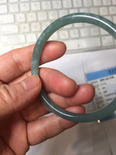 Load image into Gallery viewer, 55.7mm Certified Type A 100% Natural dark green/blue/gray Guatemala slim round cut Jadeite bangle PH174-8132