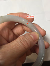 Load image into Gallery viewer, 57.7mm certified Type A 100% Natural white light green purple with brown red flying dandelions slim round cut Jadeite Jade bangle PE120-3712