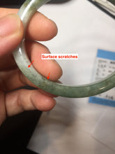 Load image into Gallery viewer, 52mm Certified Type A 100% Natural white Oily Dark Green Gray Black Oval Jadeite Jade Bangle PC219-6219