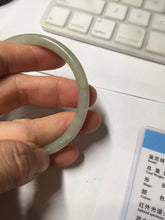 Load image into Gallery viewer, 54.5mm Certified type A 100% Natural light green gray black slim round cut Jadeite bangle PA201-2443