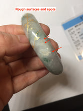 Load image into Gallery viewer, 51mm certified 100% natural Type A light green red with green floating flowers carved and golden-painted jadeite jade bangle PF80-6081