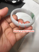 Load image into Gallery viewer, 50.5mm certified 100% natural Type A sunny green white/purple(春带彩) thin jadeite jade bangle BS165-1617