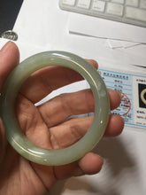 Load image into Gallery viewer, 51mm Certified 100% Natural icy waery light green/yellow/gray nephrite jade bangle HN37-3595