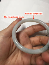 Load image into Gallery viewer, 56mm Certified Type A 100% Natural light green purple slim round cut Jadeite bangle PB175-9123