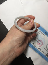 Load image into Gallery viewer, 52mm certified 100% natural icy watery Type A light green/purple slim jadeite jade bangle BS71-5472