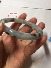 Load image into Gallery viewer, 56mm certificate 100% natural Type A white dark green ink painting (水墨) round cut jadeite jade bangle PC157-3144