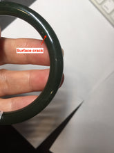 Load image into Gallery viewer, 53.6mm certified 100% Natural dark green/black round cut nephrite (碧玉) bangle HN148-0508