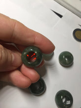 Load image into Gallery viewer, 20(16)x12.9(12.4)mm Type A 100% Natural dark green/gray/black(老油青) donut shape Jadeite Jade LuluTong (Every road is smooth) bead pendant PD195