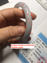 Load image into Gallery viewer, 59mm certified 100% natural type A light green/white/purple slim round cut jadeite jade bangle PC34-2674