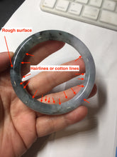 Load image into Gallery viewer, 55mm Certified Type A 100% Natural icy watery dark green/purple/gray round cut Jadeite bangle AA132-6931