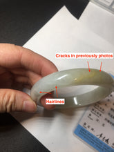 Load image into Gallery viewer, 57.5mm certified 100% natural Type A icy watery light yellow/white with jadeite jade bangle BL56-3288