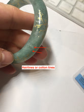 Load image into Gallery viewer, 56mm 100% Natural type A green/gray carved flowers and golden-painted Jadeite Jade bangle PB249-5681