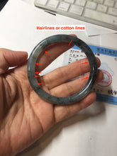 Load image into Gallery viewer, 55.4mm Certified Type A 100% Natural icy watery dark green/gray round cut Jadeite bangle AA133-6936
