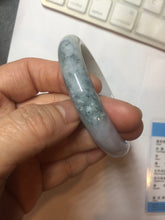Load image into Gallery viewer, 58.4mm certified 100% natural Type A light green/purple white Snowy Pine Forest jadeite jade bangle J126-3074